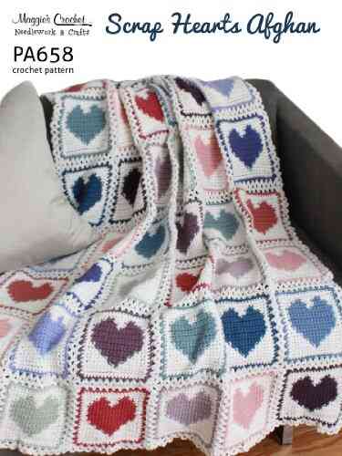 Crochet Pattern Scrap Hearts Afghan PA658 R