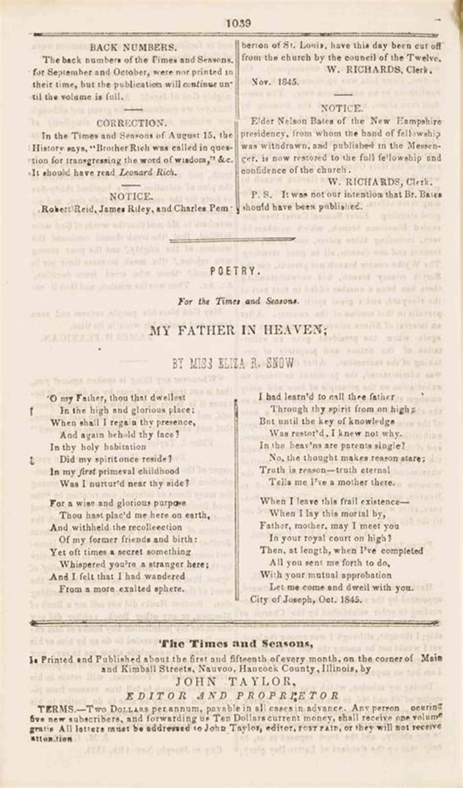 Eliza R. Snow O My Father Best Loved Poems Of The LDS People