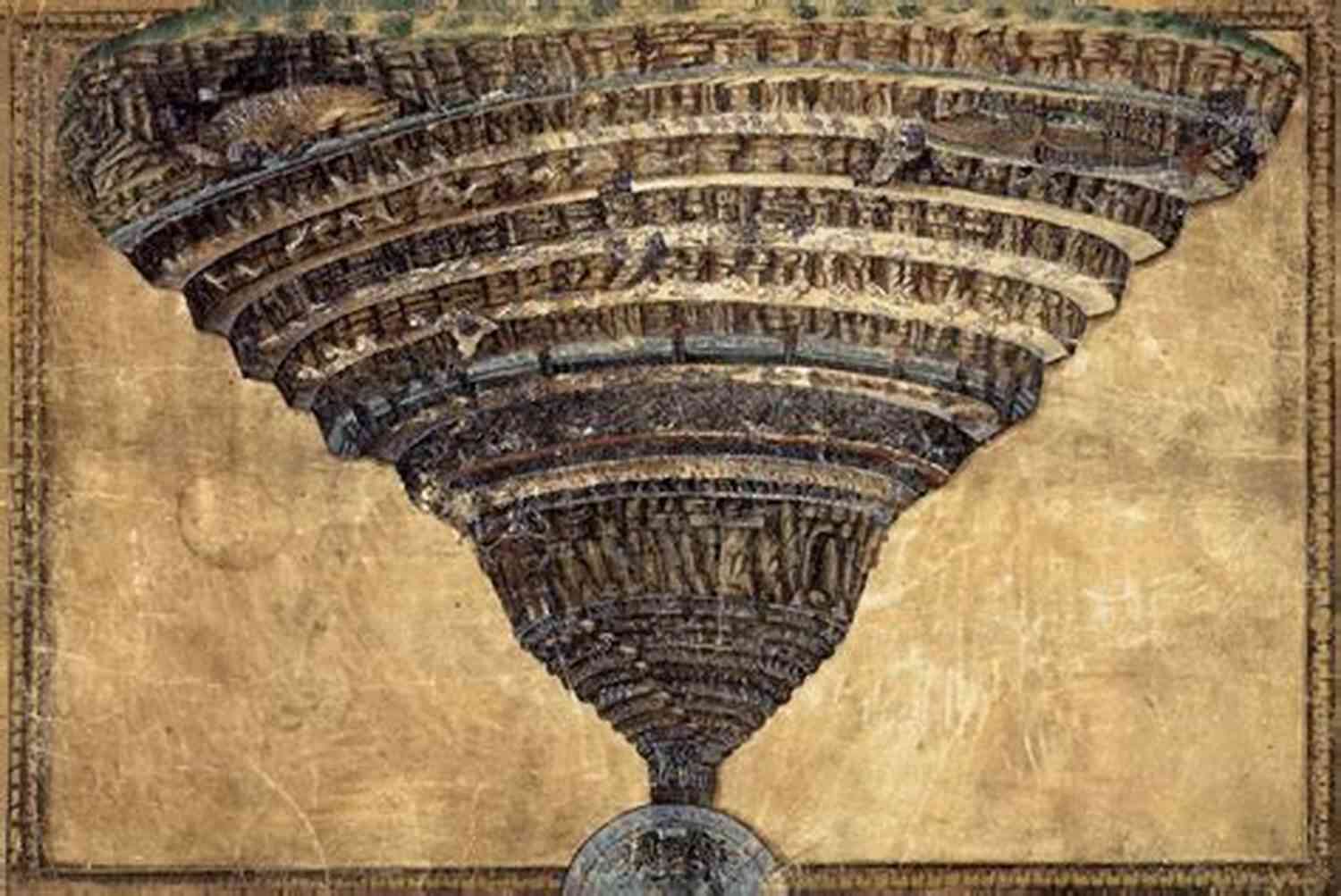 Illustration Of Dante's Divine Comedy Depicting Souls Descending Into The Fiery Pits Of Hell Divine Comedy Enhanced Version