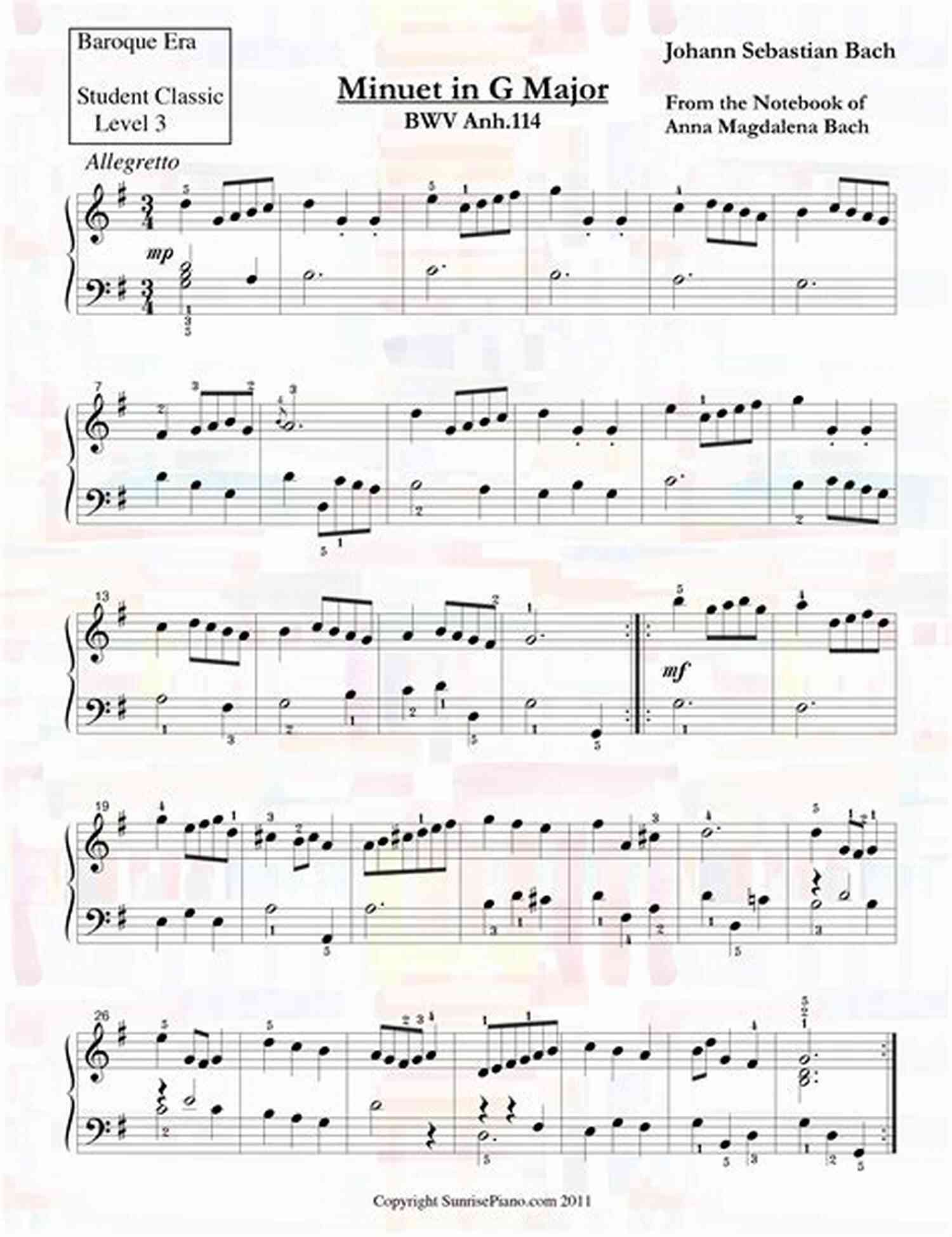 Bach Minuet Piano Solo A Perfect 10 1: 10 Piano Solos In 10 Styles For Elementary To Late Elementary Pianists (Piano)